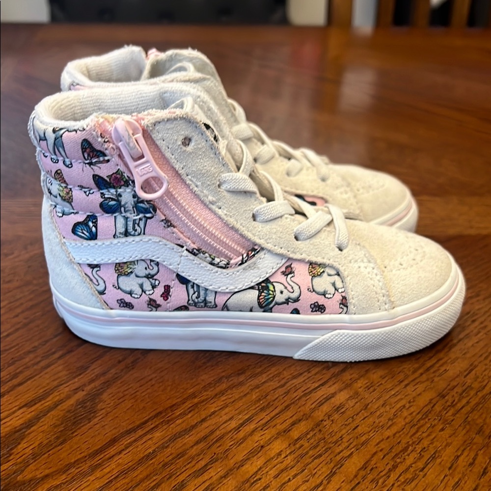 Vans Pink and White Artistic Sneakers